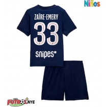 Camiseta Paris Saint-Germain Warren Zaire-Emery #33 Primera Equipación para niños 2025-26 manga corta (+ pantalones cortos)